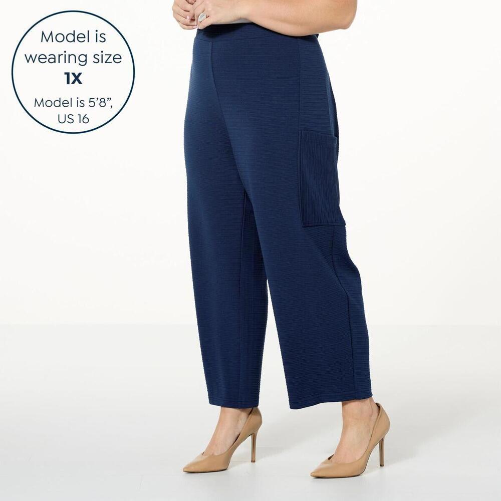 Wynne Layers Ottoman Wide Leg Knit Cropped Pants large side pockets 1X New